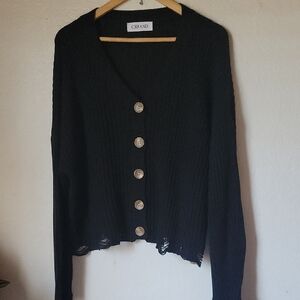 CBRAND Black V-Neck Cardigan Sweater